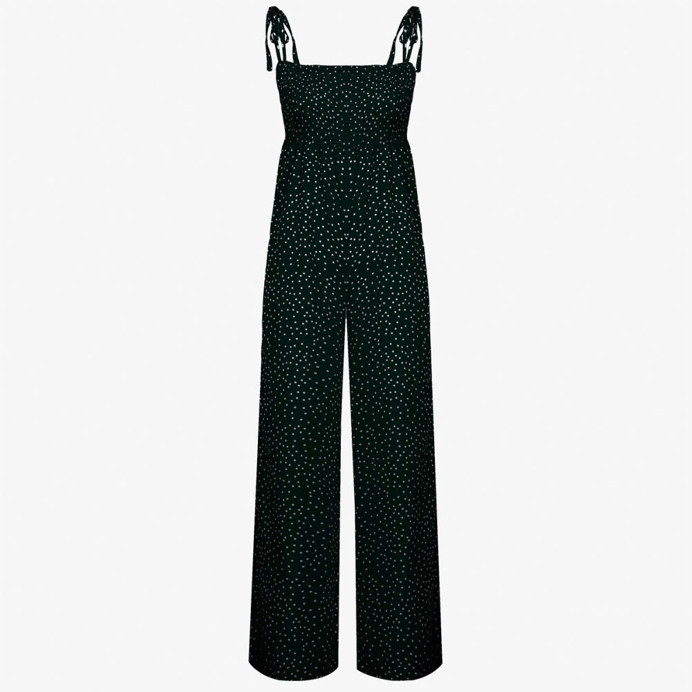 Summer Dot High Waist Strap Wide Legges Jumpsuit