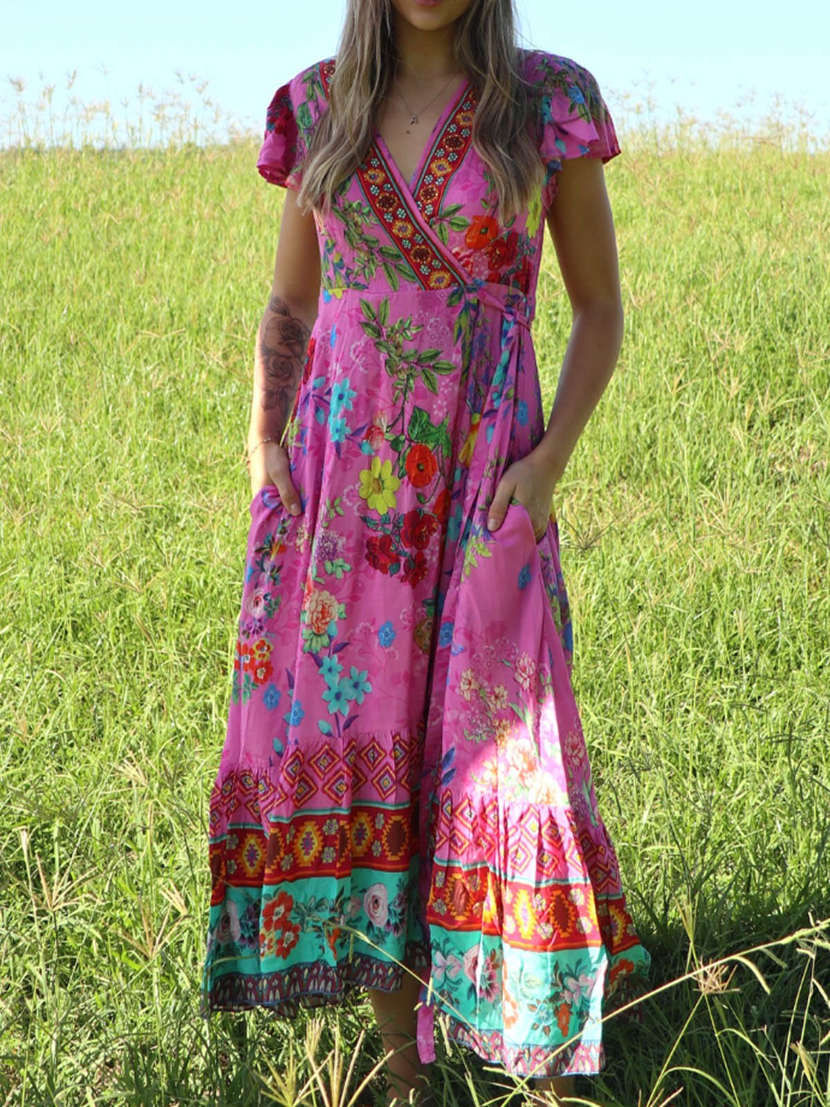 Bohemian vacation casual chiffon dress