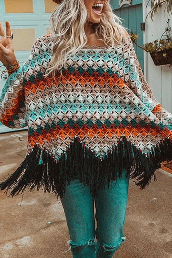 Glamorous Color Matching Tassel Sweaters