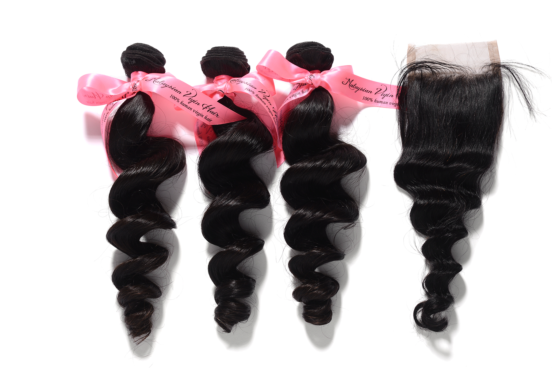 8A,Loose Wave,1 Piece Lace Top Closure and 3Pcs Hair Bundles 100% Malaysian Virgin Hair Weft,4pcs/lo