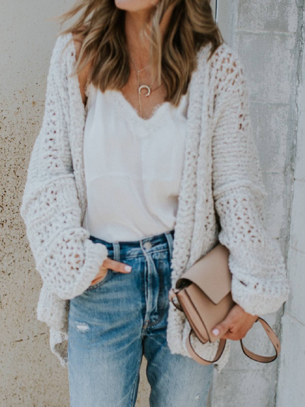 Plus Size Knitted Solid Casual Sweater