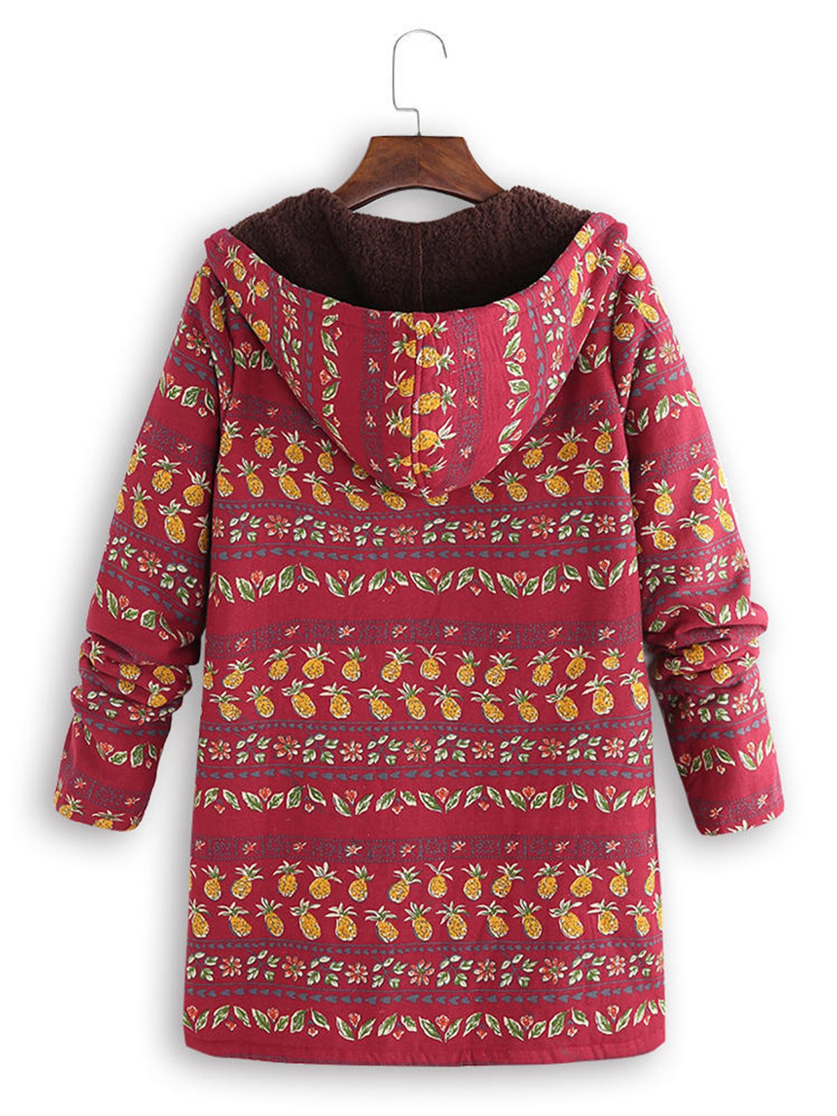 Pineapple Printed Hoodie Coat
