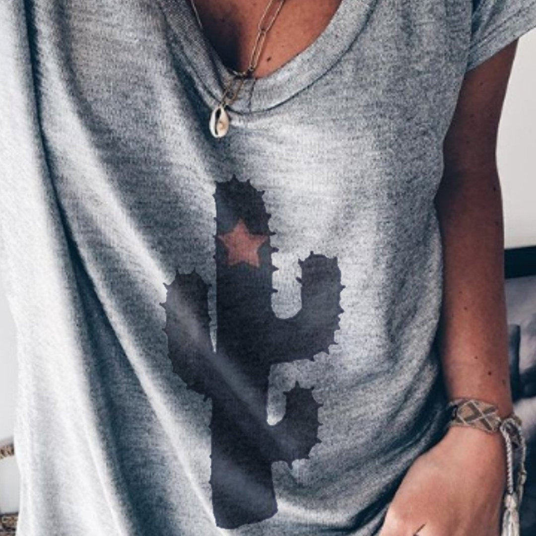 Plus Size Women Short Sleeve V Neck Vintage Floral Casual Tops