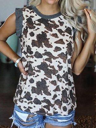 White Vintage Cotton Shift Leopard Shirts & Tops