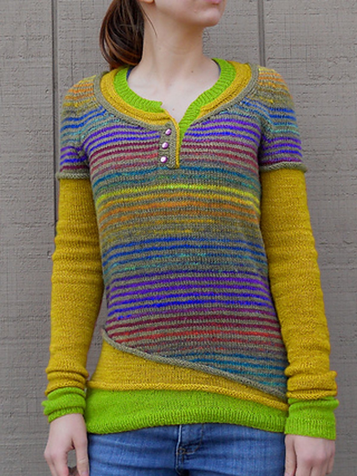 Red Striped Crew Neck Casual Women's Sweaters