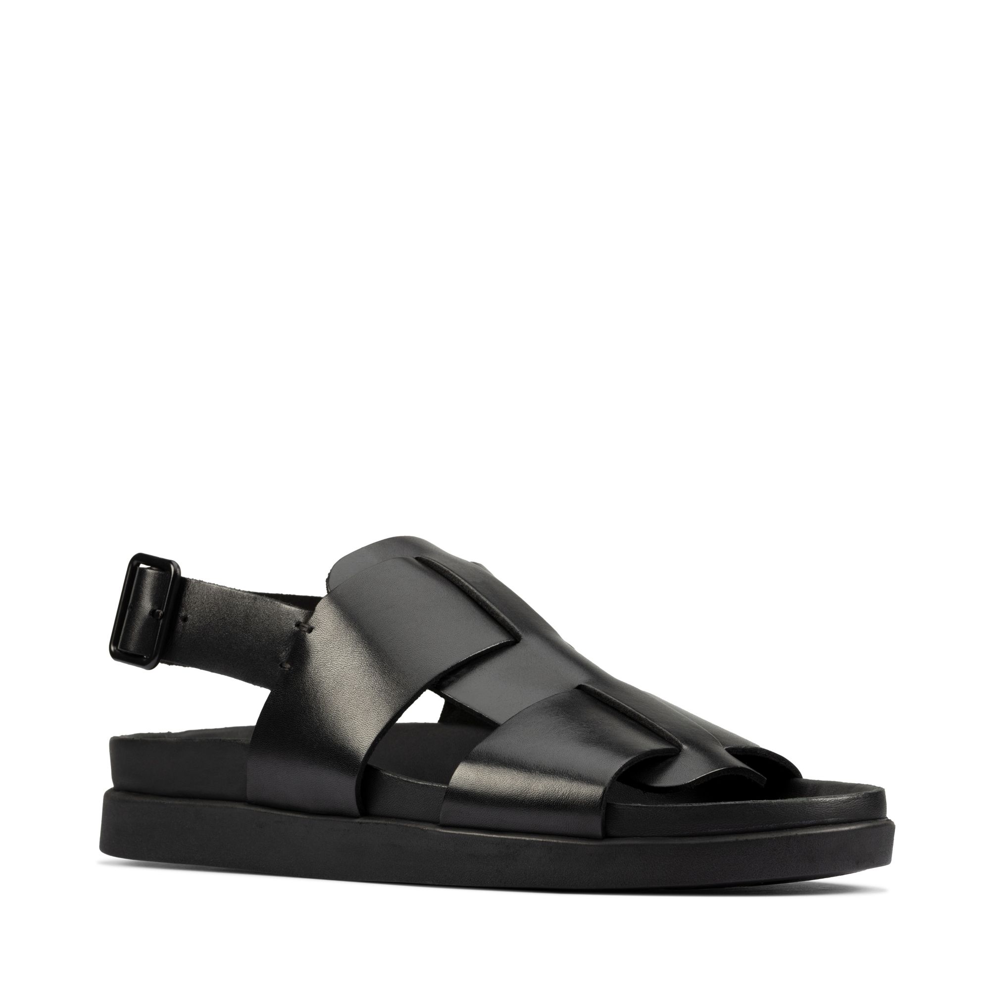 Men Sandals Sunder Strap Black Leather