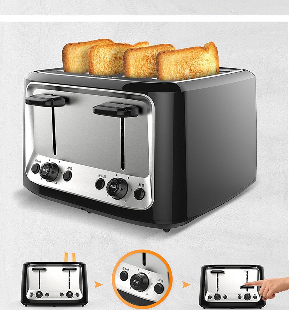 Stainless steel electric toaster household automatic baking bread maker breakfast machine