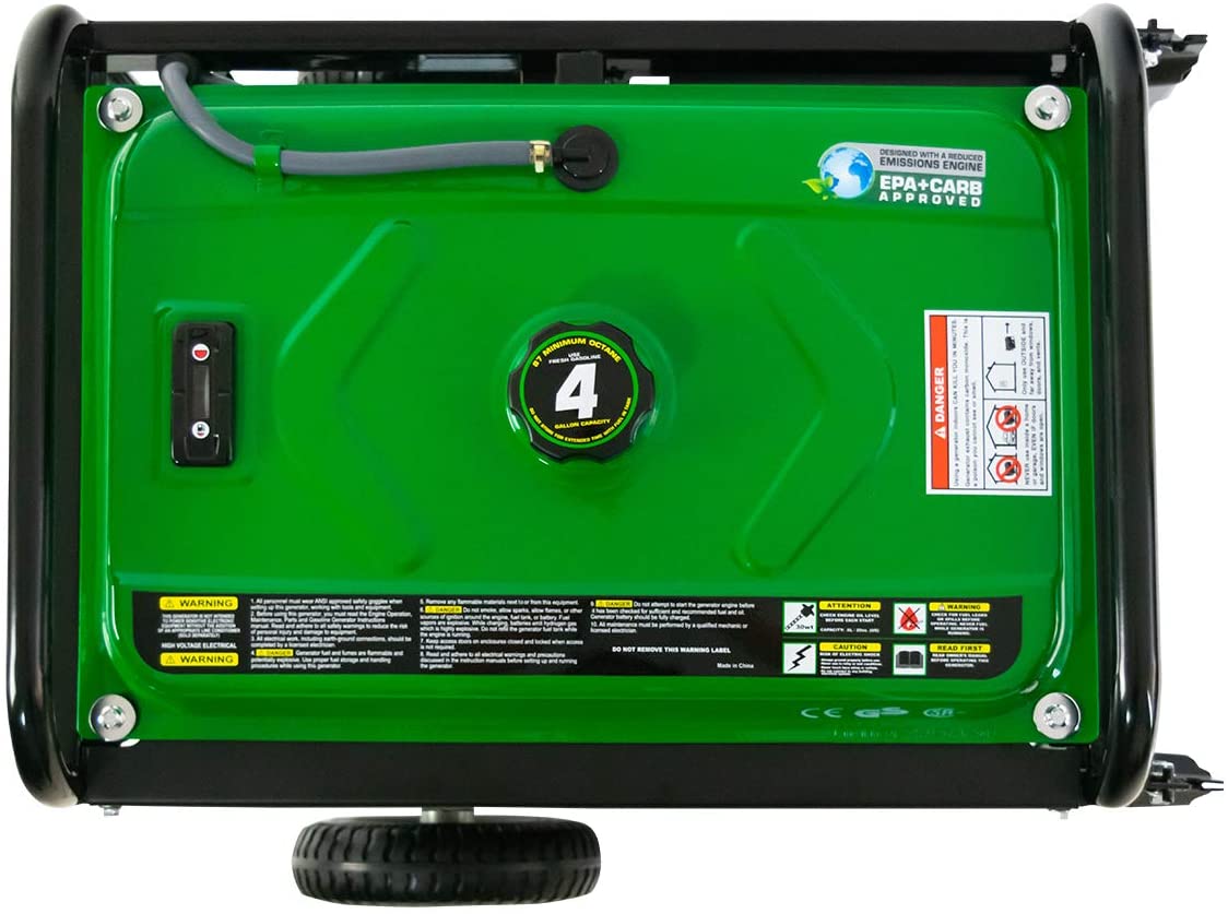 DuroMax XP4850EH Generator-4850 Watt Gas or Propane Powered-Electric Start-Camping & RV Ready, 50 State Approved Dual Fuel Portable Generator, Green