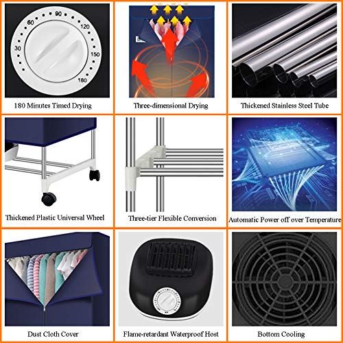 Foldable Household Folding-Dry Machine with Adjustable Timer Low Noise