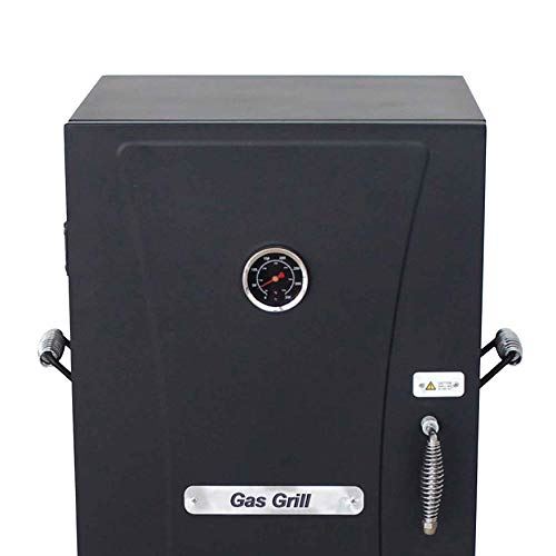 Vertical Offset BBQ Gas Smoker with Temperature Gauge – Black