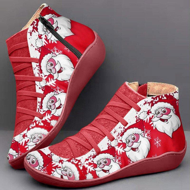 Comfy Christmas Boots Flat Heel Plus Size Party Shoes