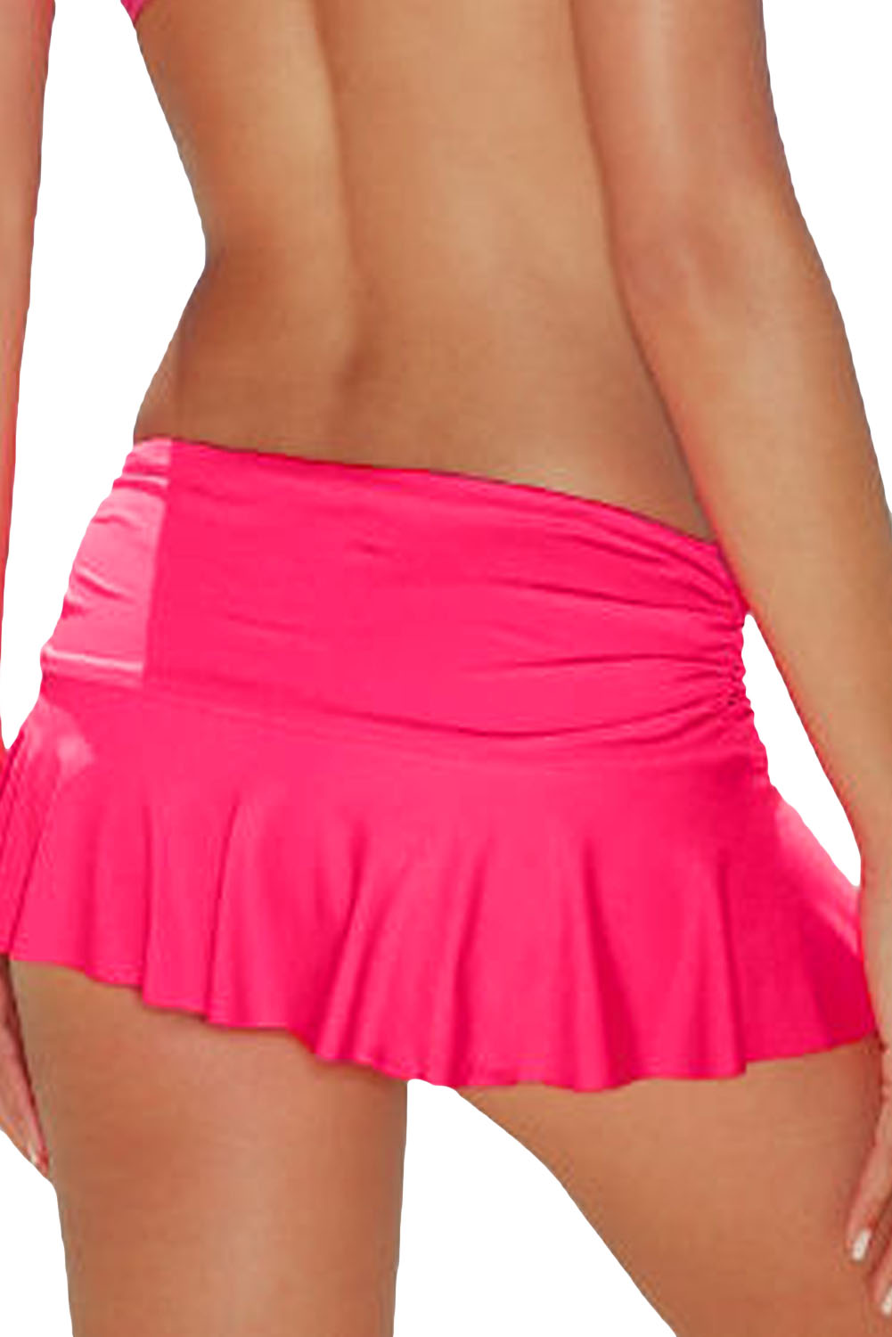 Rosy Side Tie Skirted Hipster Bikini Bottom