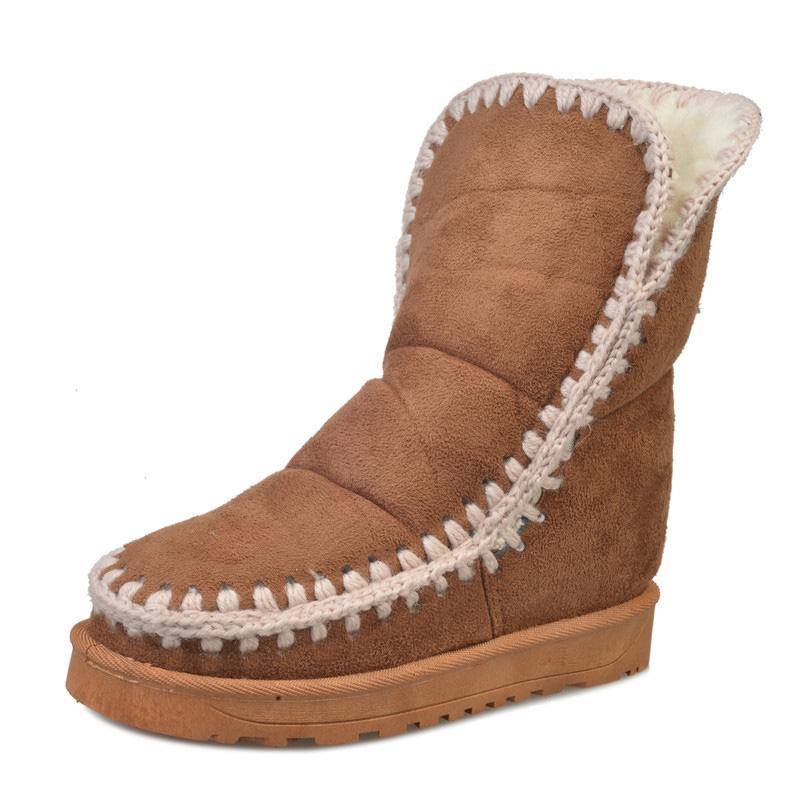 Women Snow Booties Casual Slip On Plus Size Warm Shoes