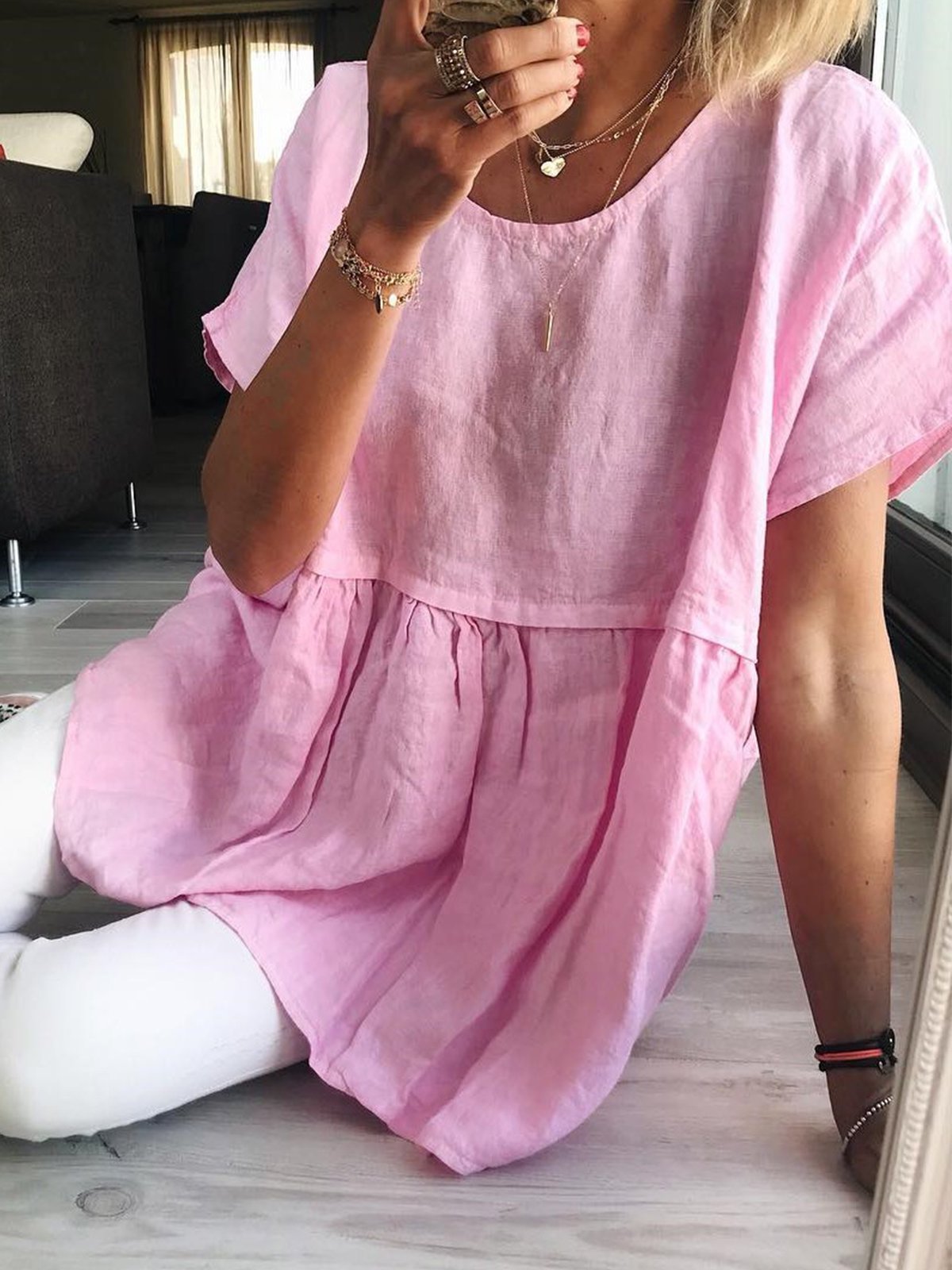 Linen Loose Short-Sleeved Top