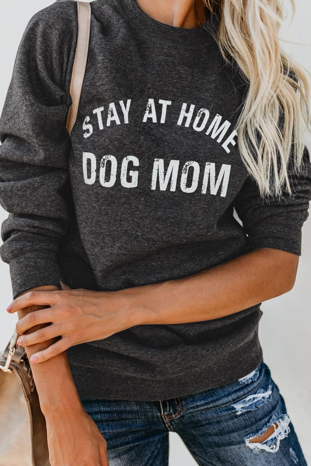 Dark Gray Letter Print Long Sleeve Pullover Casual Sweatshirt