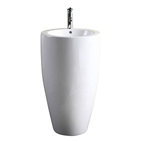Island Pedestal, Elegant One Piece Pedestal Sink, Vitreous China
