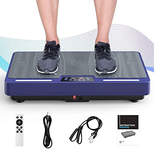 RINKMO Vibration Plate Exercise Machine, Whole Body Workout Vibration Fitness Platform with Loop Bands LED Light Speaker
