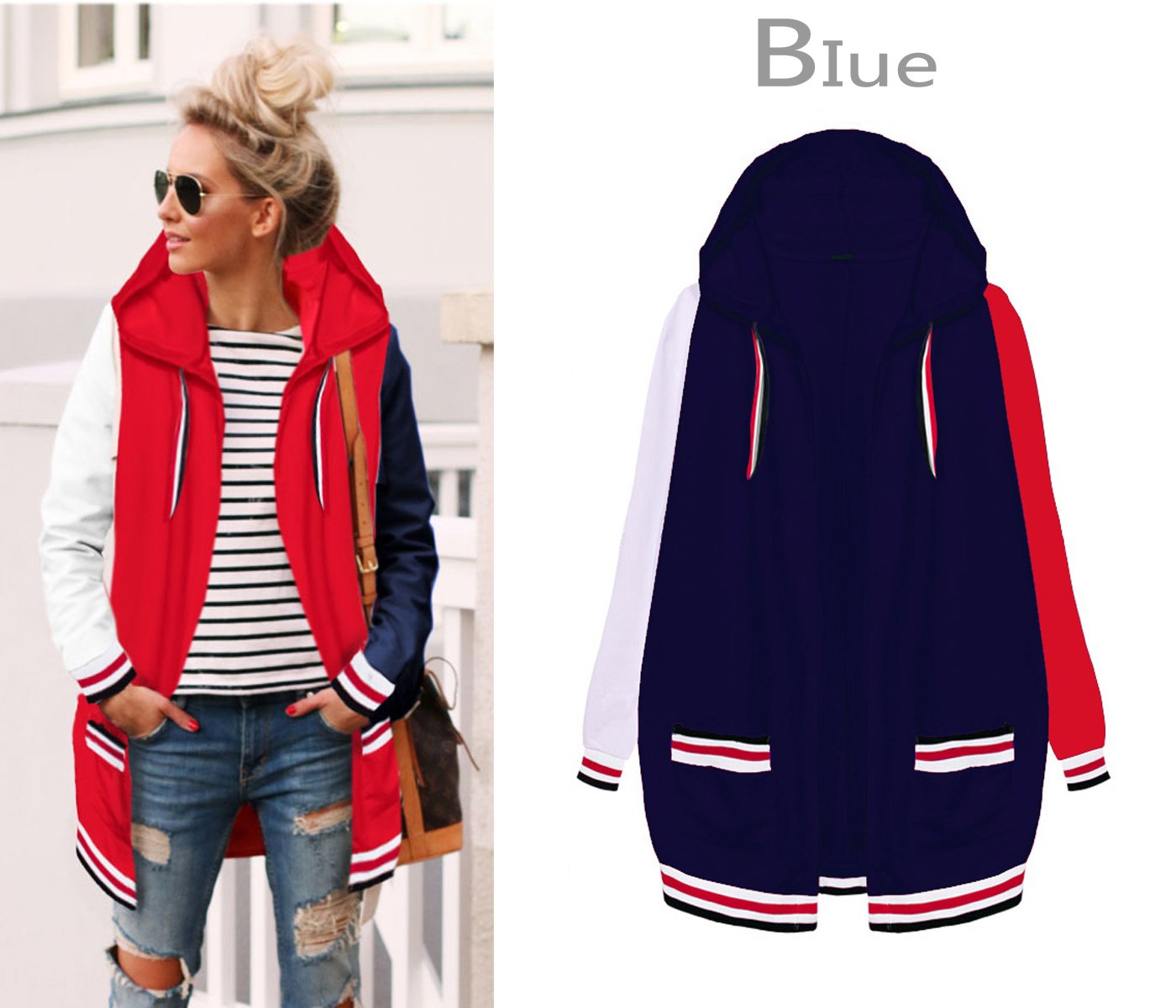Hoodie Casual Patchwork Coat