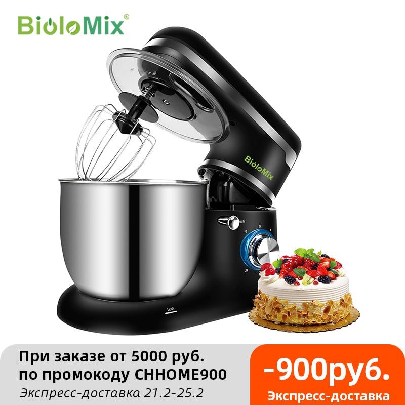 Stand Mixer Stainless Steel Bowl 6-speed Kitchen Food Blender Cream Egg Whisk Cake Dough Kneader
