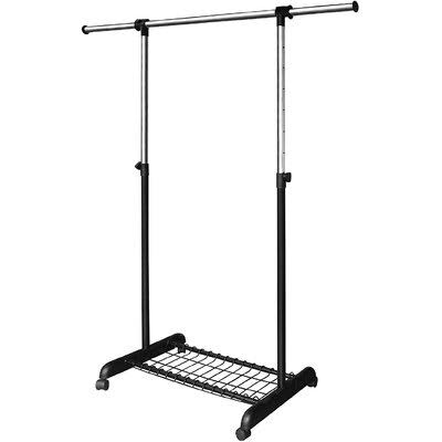 Rebrilliant Free Standing Clothing Rack on Wheels, Adjustable Garment Rack Organizer, Extendable Rolling Clothes Rack with