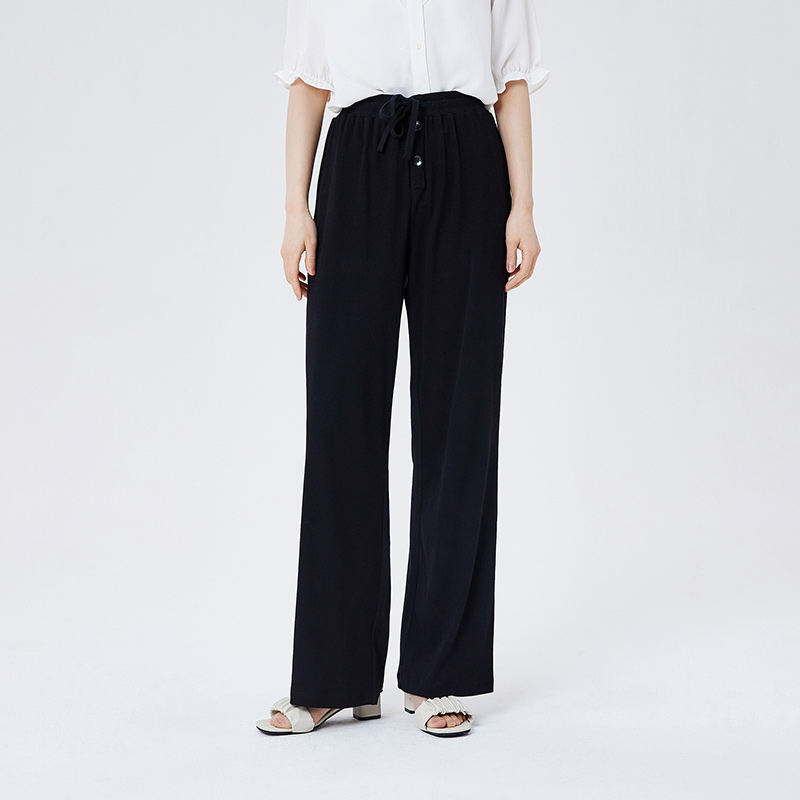 one duo SEMIR Casual Pants Women Bowknot Drawstring 2021 Summer New Hyaluronic Acid Knitted Mopping Pants Wide Leg Trousers