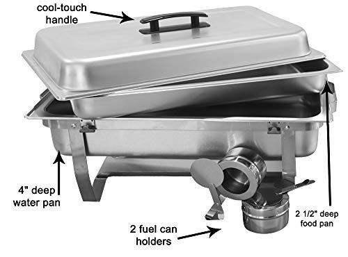 Stainless Steel – 8 Chafer and Buffet Warmer Sets with Water Pan, Food Pan, Lid