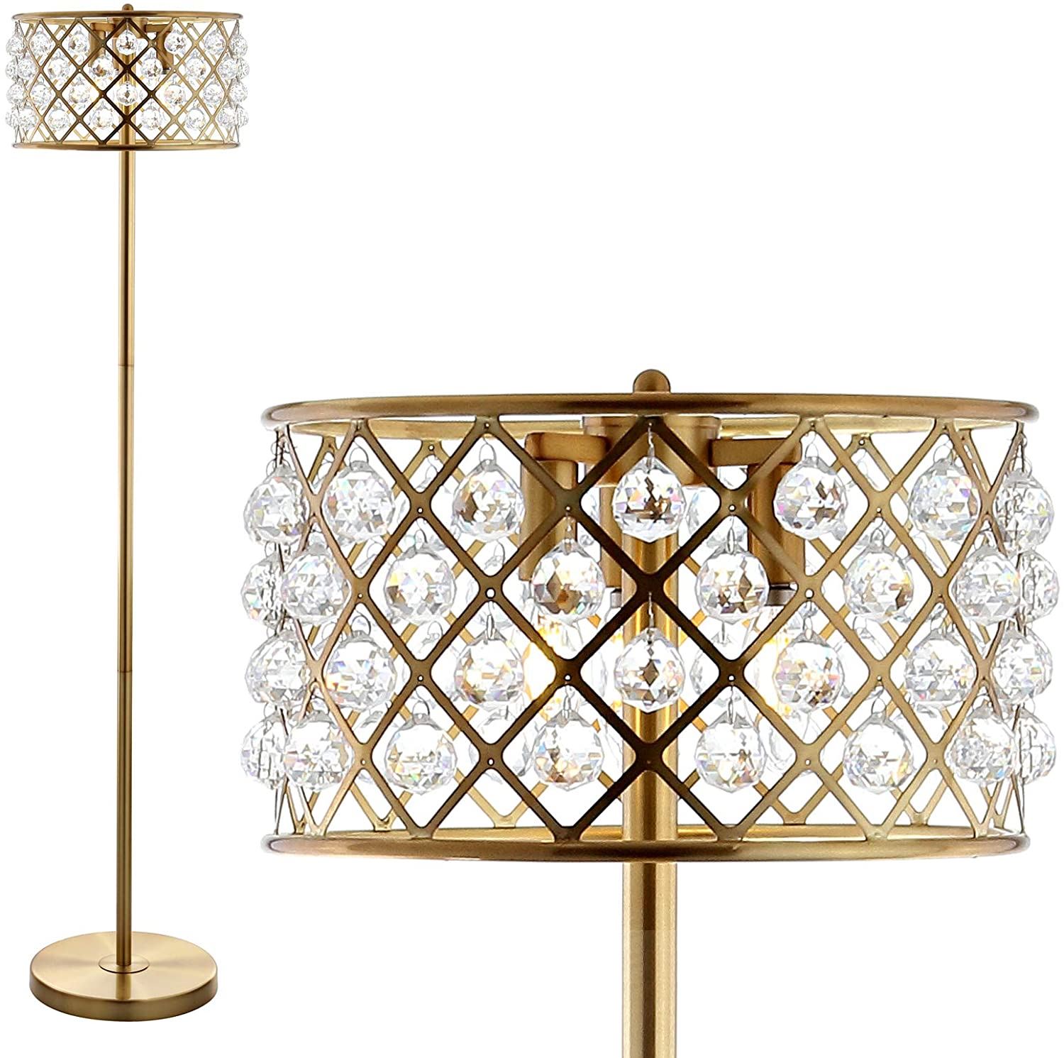 60′′ Crystal/Metal LED Floor Lamp / Brass Gold