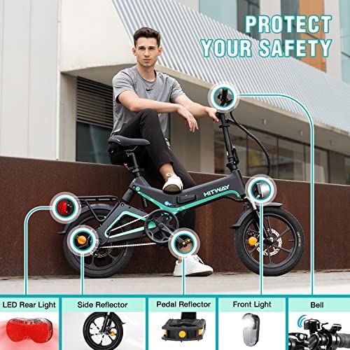 HITWAY Electric Bike,16 inch Folding Electric Bicycle, Double Shock