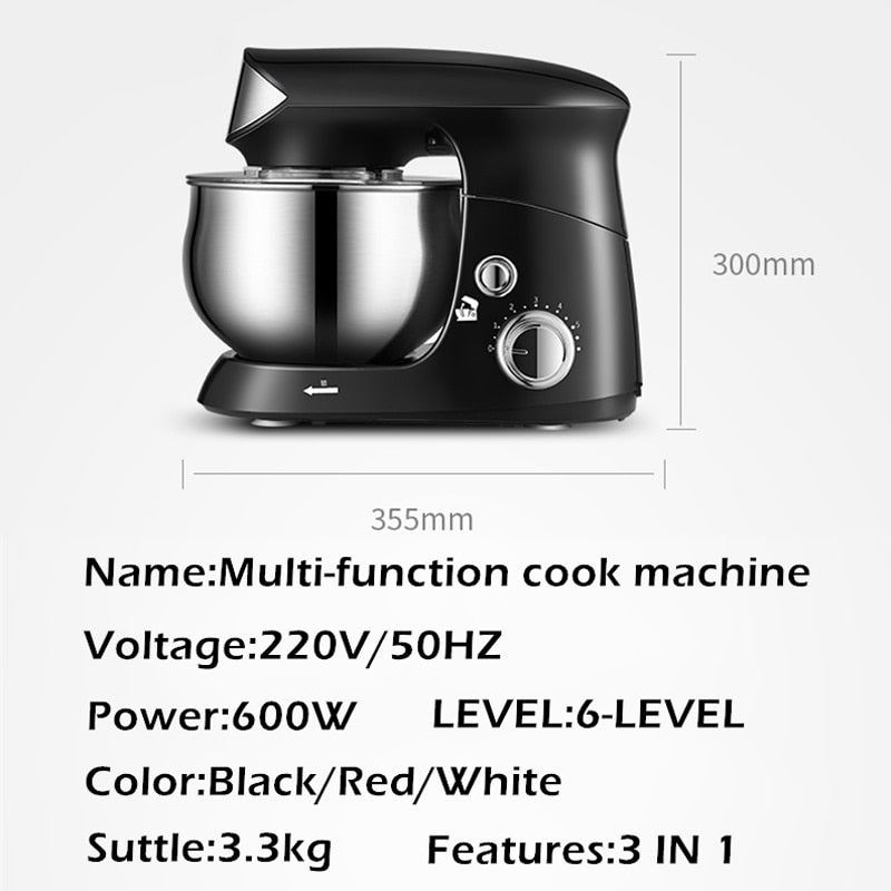 Kneader Electric Dough Mixer Multifunction Desktop 6 Speed Electric Mixer