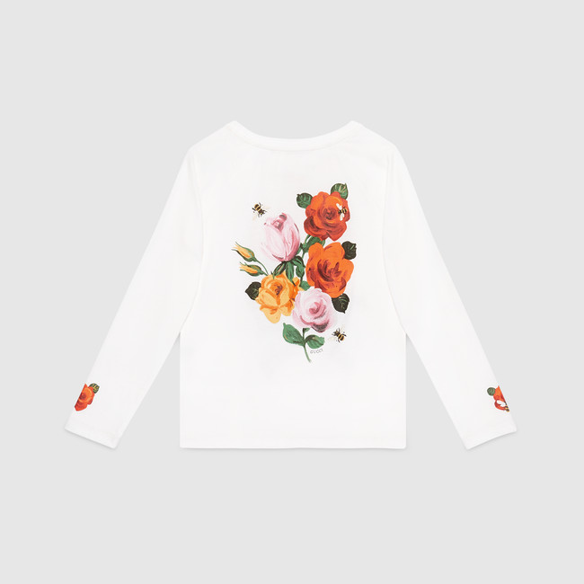 Children's cat and flowers shirt