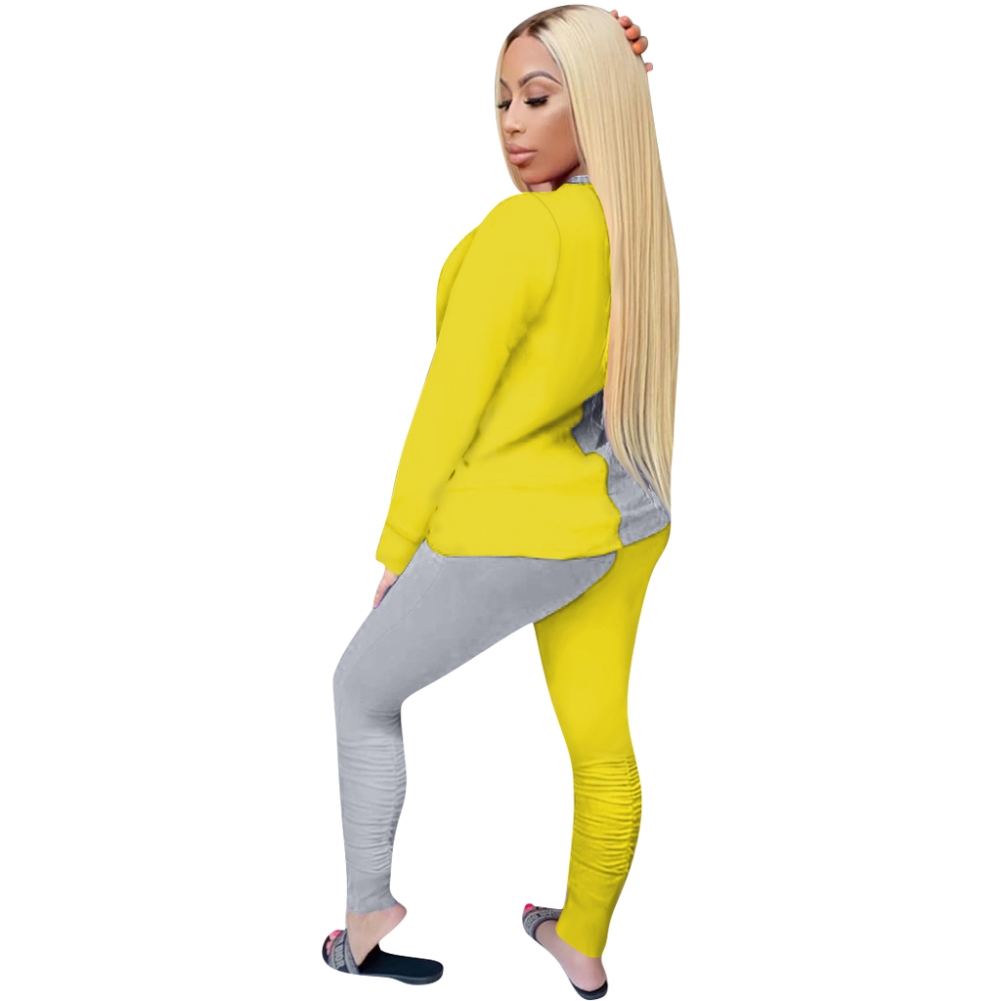 Casual Contrast 2PC Shirt and Pants Set