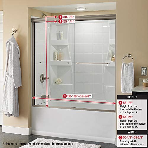 Classic Semi-Frameless Traditional Sliding Bathtub 60��� x58-1/8, Bronze Track