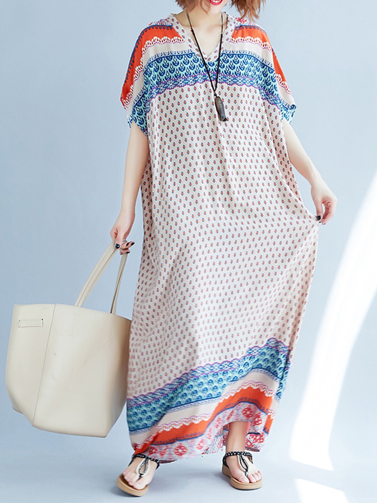 Women Multicolor Dress Shift Daytime Casual Printed Tribal Dress