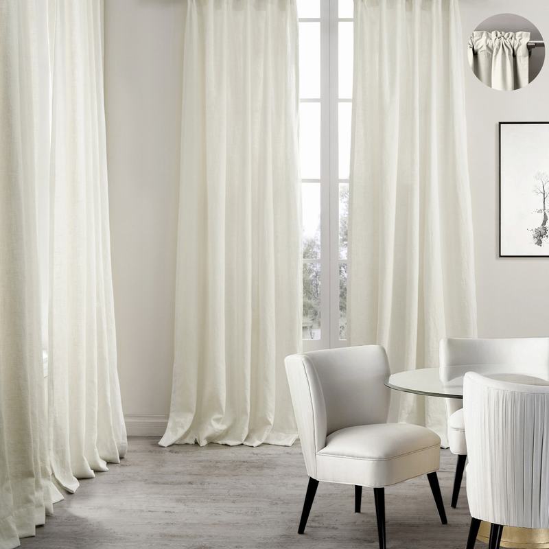 Cotton Linen Curtain Drapery 3 Inches Rod Pocket Lined Curtain MaSha