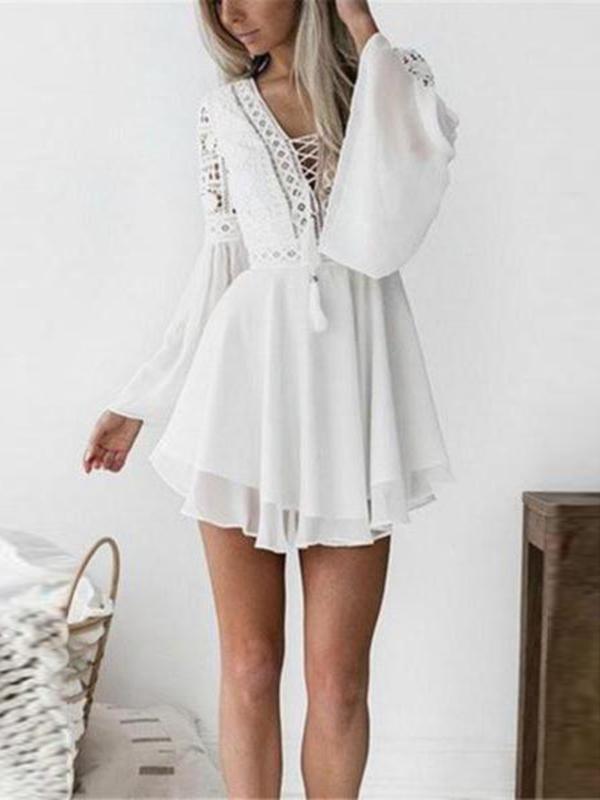 Fashion Sexy V Neck Grenadine Mini Dress Evening Dress