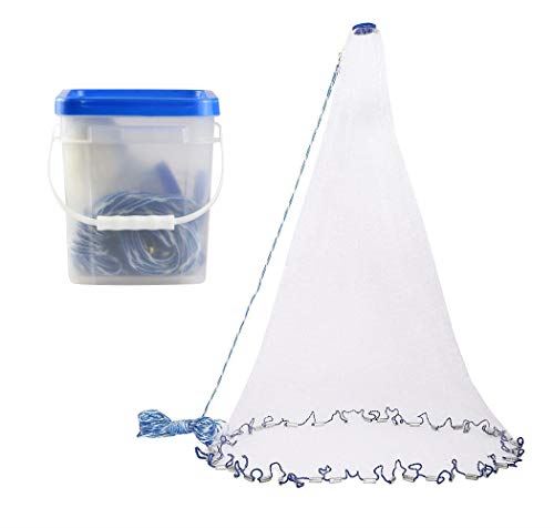 JSHANMEI Fishing Cast Net Fishing Throw Net, with Heavy Duty Pure Sinker Weights