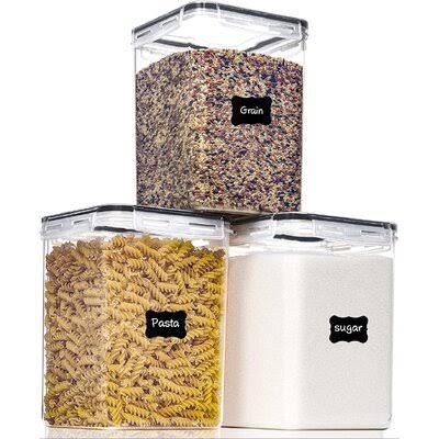 Large Food Storage Containers with Lids Airtight 5.2L /176Oz, for Flour, Sugar, Baking Supply and Dry Food Storage, 3pcs BPA Fre