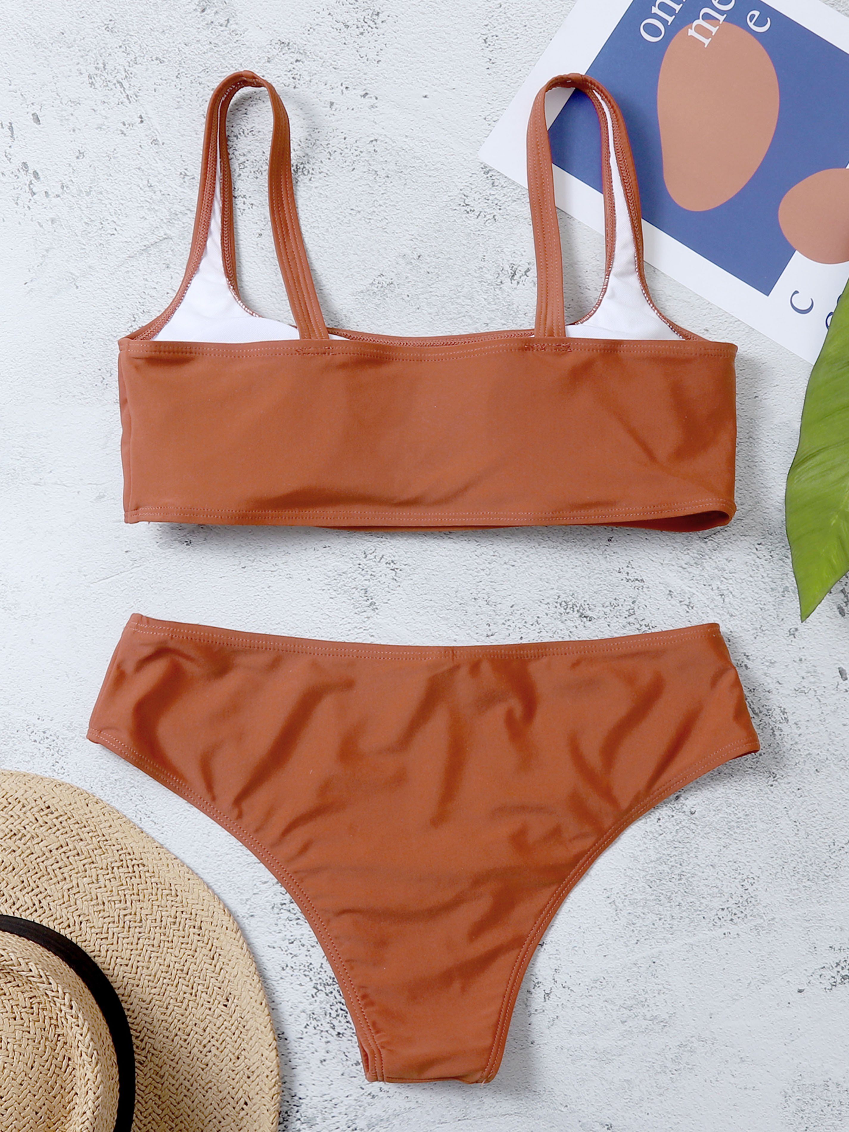 Simple Solid High Rise Bikini