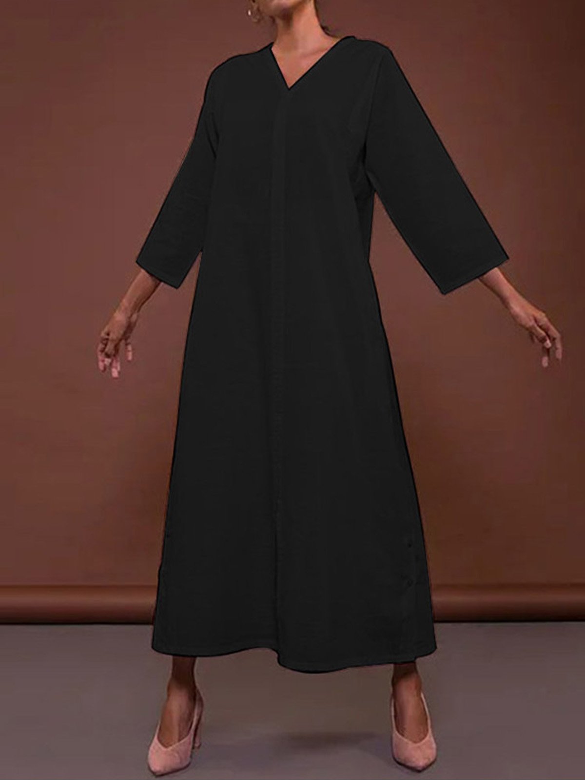 V Neck 3/4 Sleeve Dresses