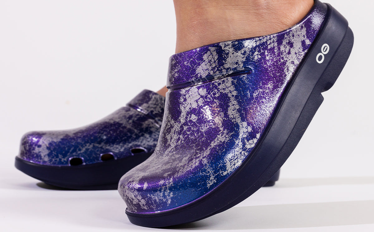 Women's OOcloog Limited Edition Clog - Navy Metallic Snake (SALE)
