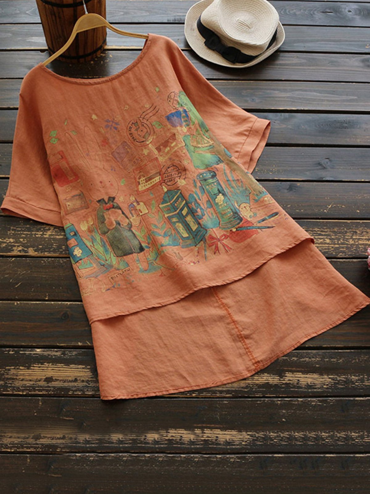 Casual Half Sleeve Round Neck Plus Size Tops