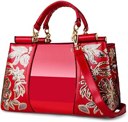 Nevenka Women Patent Leather Fashion Handbags, Black