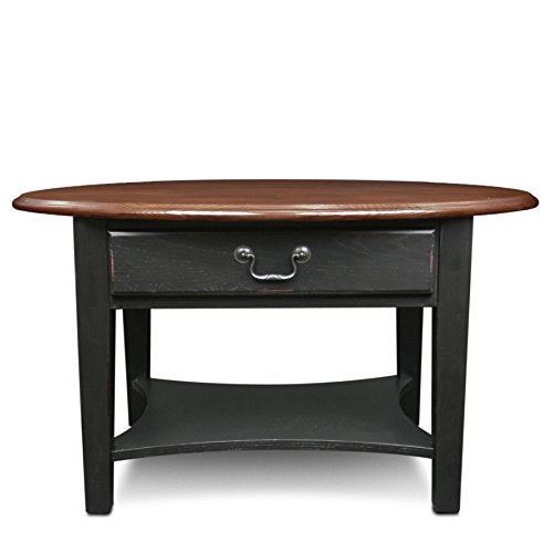 Leick Home 9044-SL One Drawer Oval Coffee Table with Shelf