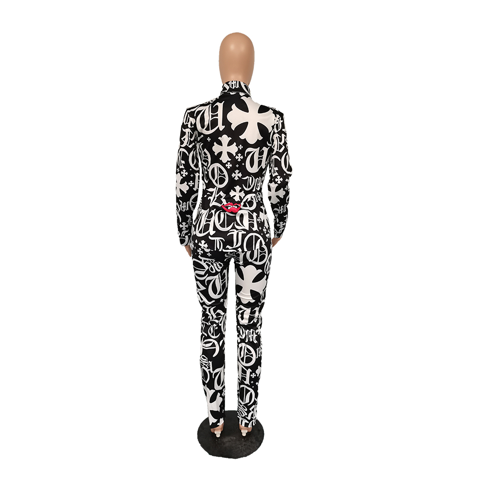 Autumn White and Black African Blouse and Pants Set