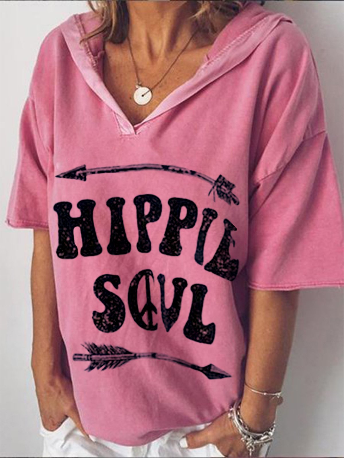 Pink Printed Cotton-Blend Short Sleeve Shirts & Tops