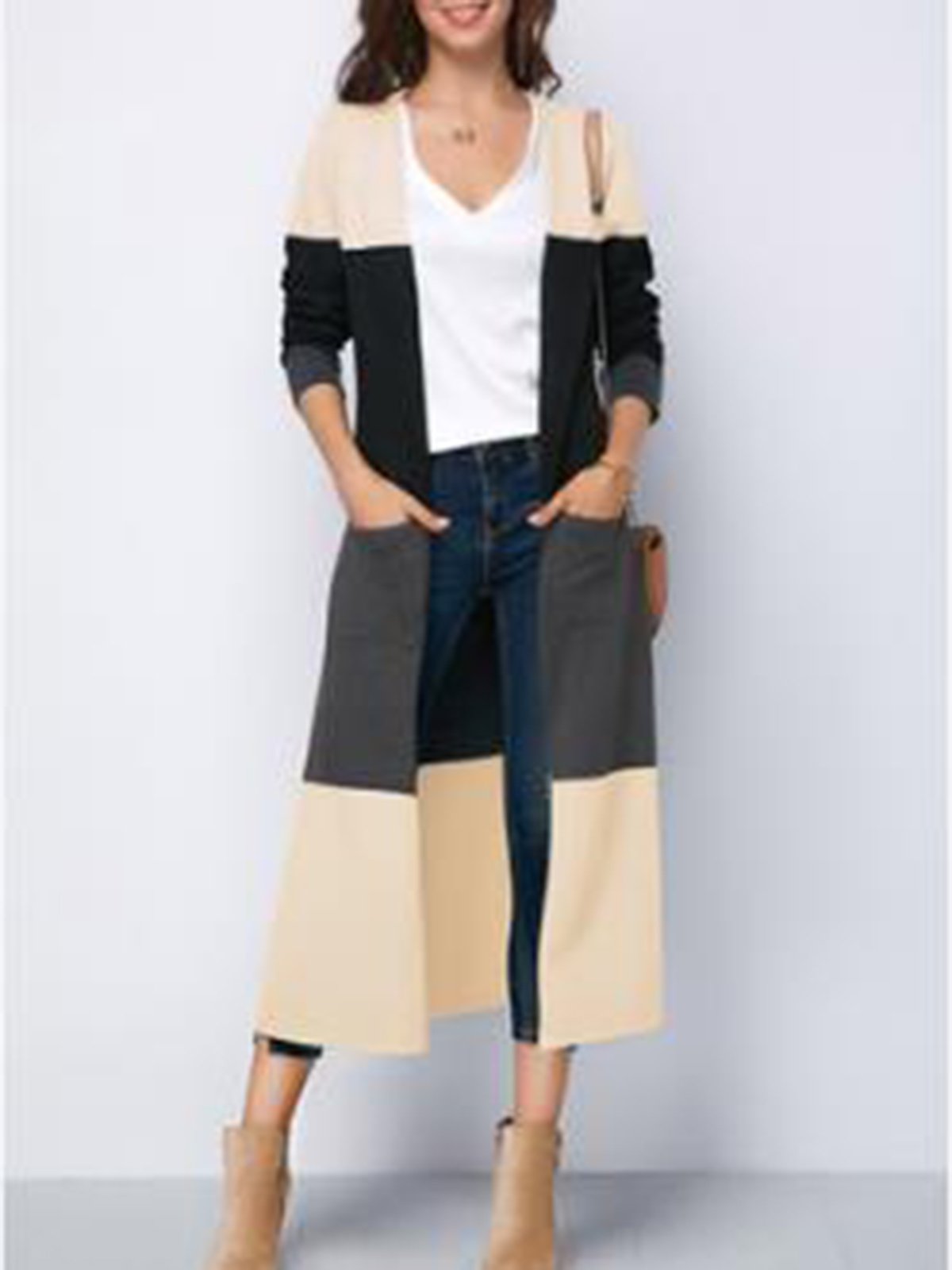 Fashion Round Neck Long Sleeve Cardigan