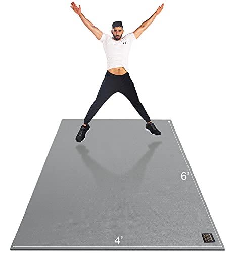 Gxmmat Large Exercise Mat 6��x4��x7mm, Thick Workout Mats for Home Gym Flooring, Extra Wide Non-Slip Durable Cardio Mat- Grey