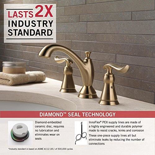 Bathroom Faucet 3 Hole, Gold Bathroom Faucet, Diamond Seal Technology, Metal Drain