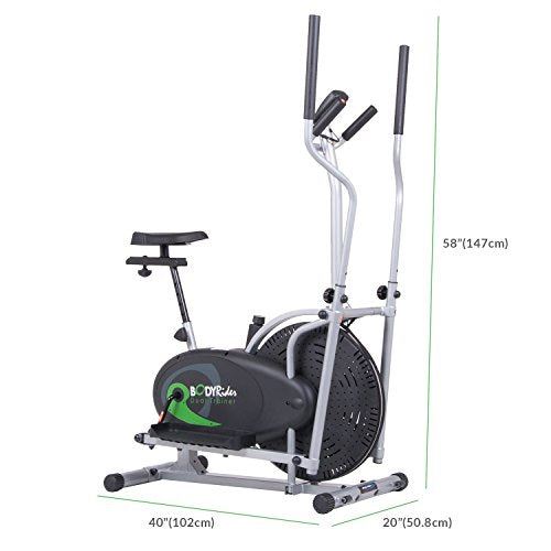 Body Rider Elliptical Trainer and Exercise Bike with Seat and Easy Computer-  Black & Grey