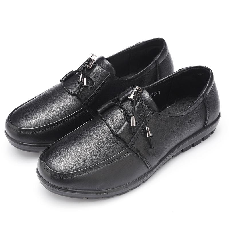 Women Lace-up Daily Spring/Fall Wedge Heel Genuine Leather Loafers